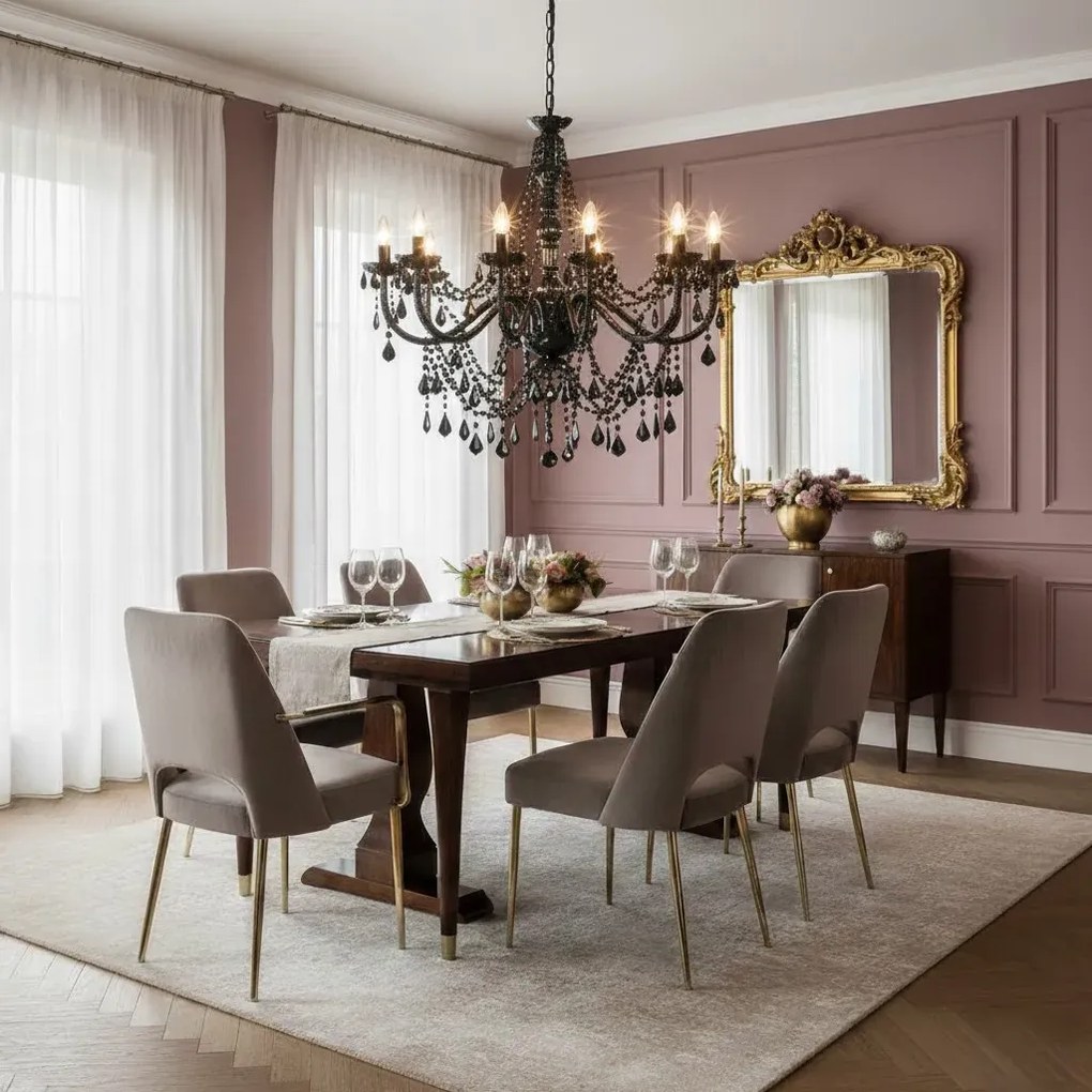 Czarny świecznikowy żyrandol kryształowy - 5X EX99 C6-Z20