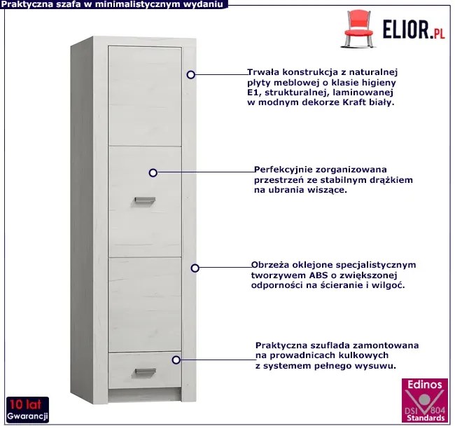 Szafa jednodrzwiowa kraft biały - Filin 3X