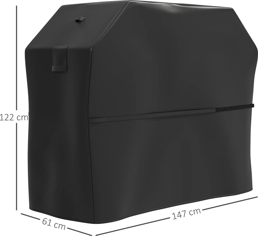 Outsunny Pokrowiec na Grilla z Rzepami Wodoodporny Czarny, 147 x 61 x 122cm