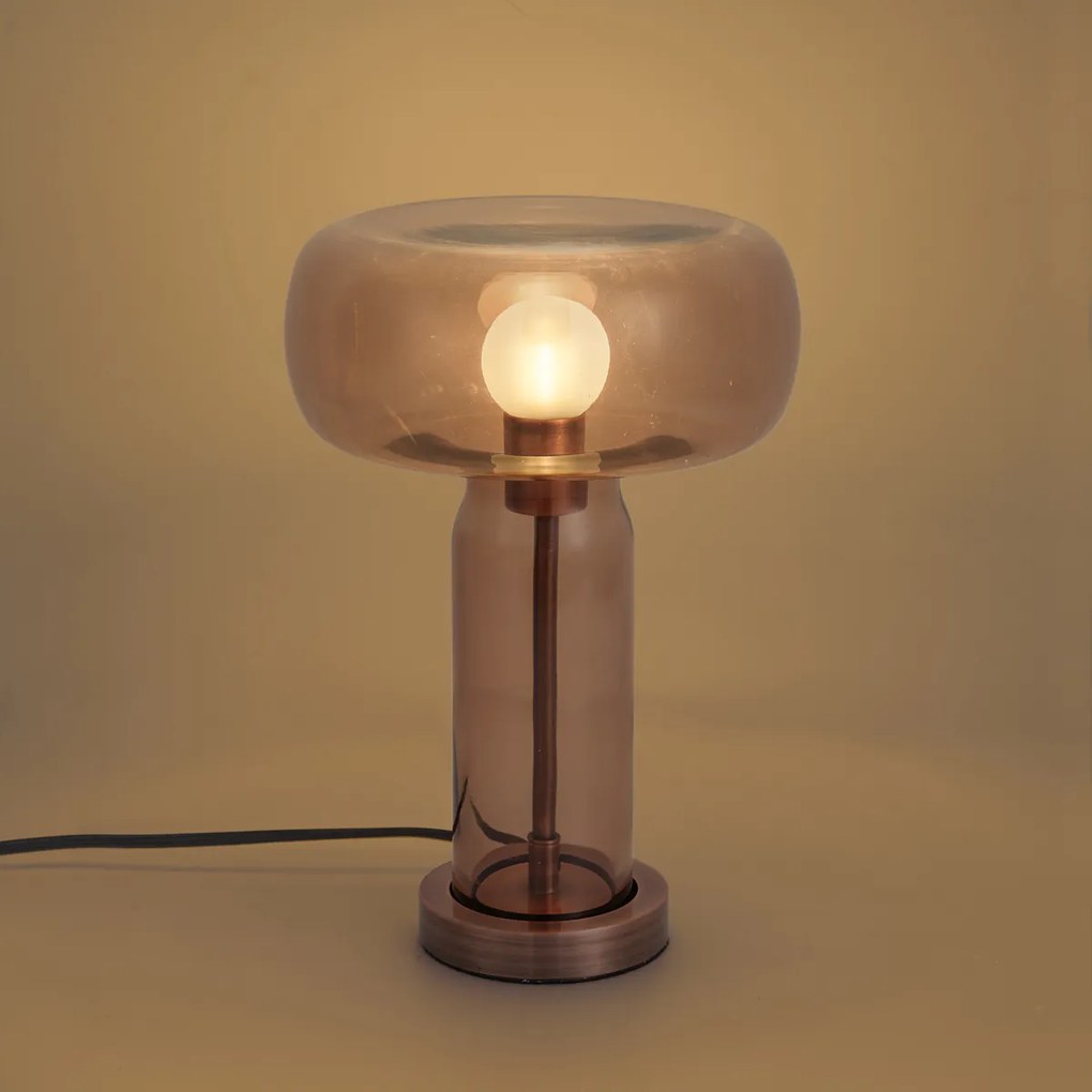Lampa stołowa Hotel Chic ciemny brąz z brązowym szkłem - Amara