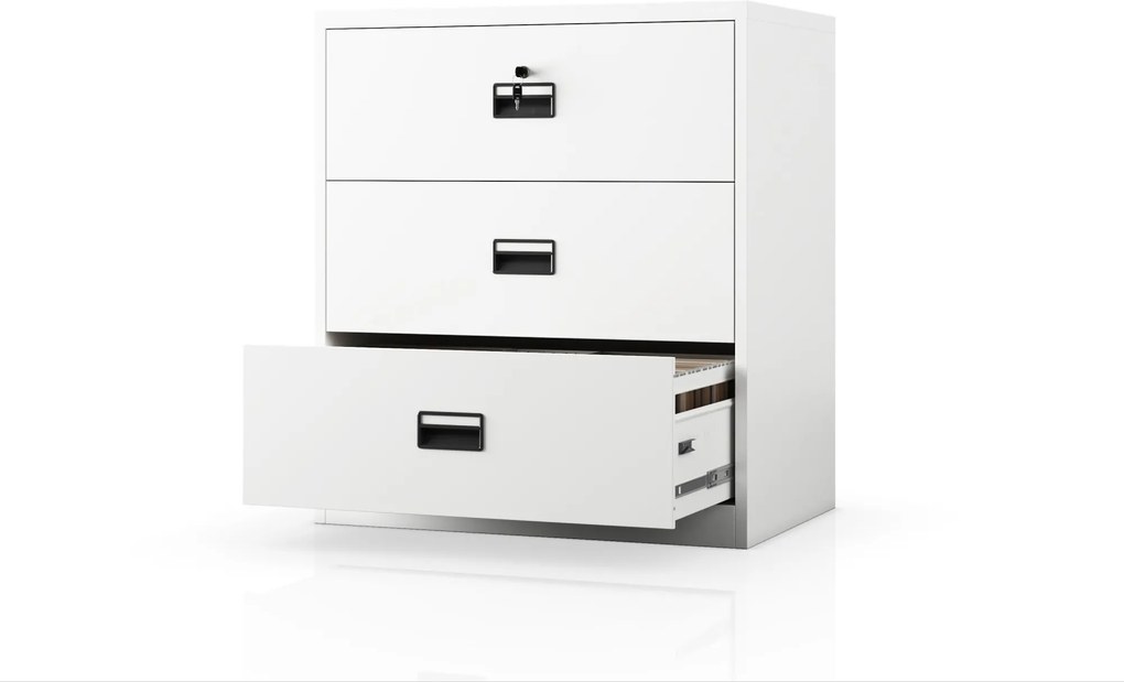 Szafa kartotekowa metalowa z 3 szufladami biała, 900x1020x600 mm: SARA XL V3