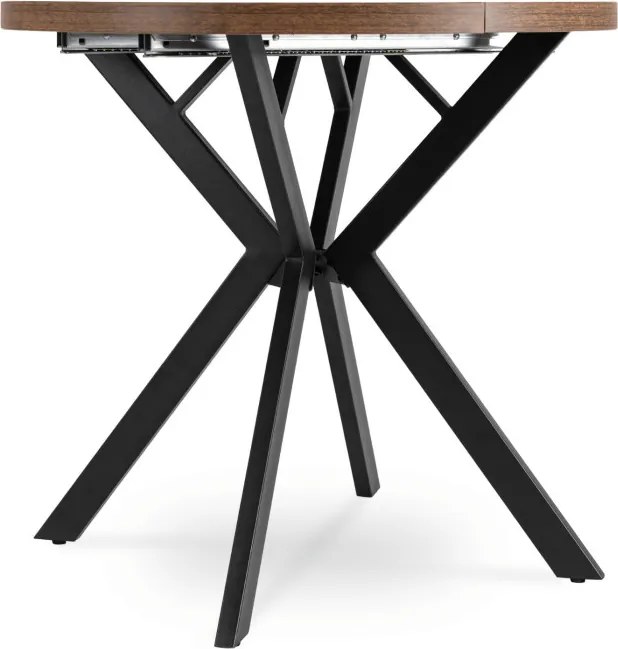 Stół Okrągły Rozkładany DORIAN 80-160 cm Dąb Rustykalny/Czarny Nowoczesny Loft