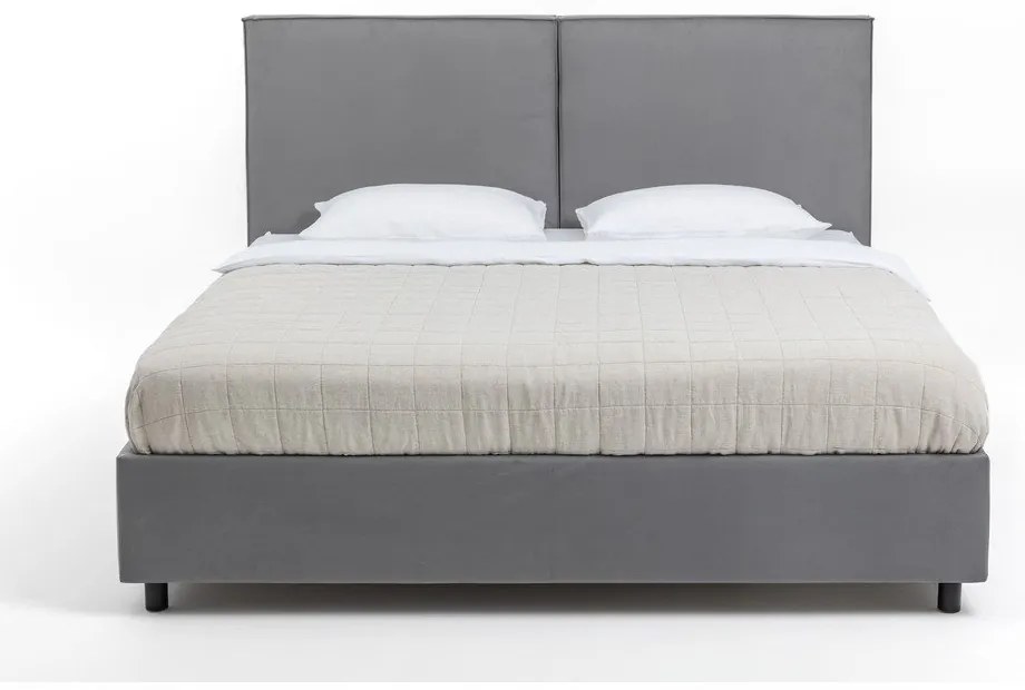 Szare tapicerowane łóżko dwuosobowe ze schowkiem z materacem i stelażem 180x200 cm Myra Bold – Bonami Selection