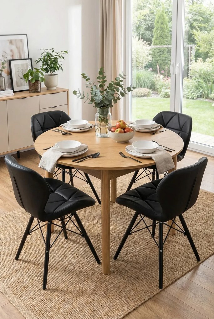 Komplet czarnych krzeseł skóra ekologiczna 4 szt Z4-L12