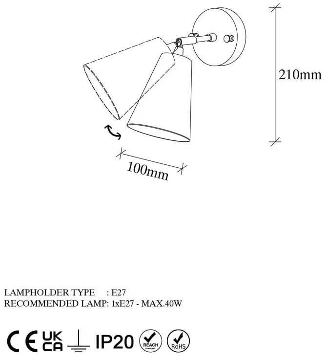 Czarny/w kolorze złota kinkiet ø 10 cm Evander – Opviq lights