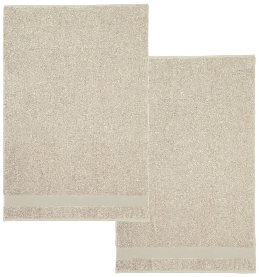 Beżowe bawełniane ręczniki kąpielowe frotte zestaw 2 szt. 90x140 cm Anti-Bacterial – Catherine Lansfield