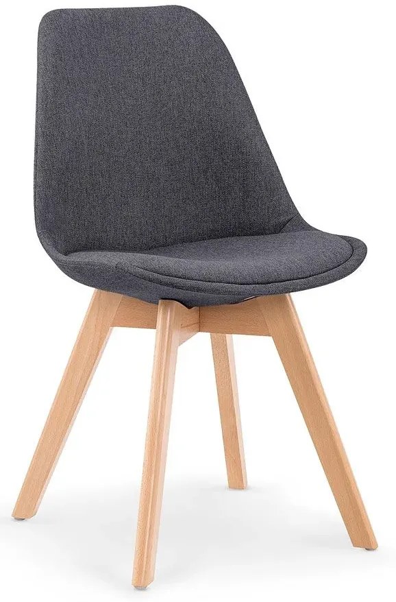 Stylowe tapicerowane krzesło drewniane ciemny popiel L6-R09