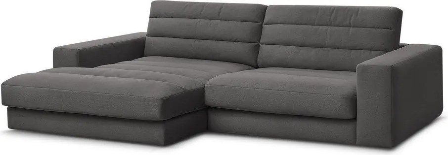 Antracytowy aksamitny narożnik (lewostronny/z szezlongiem) Sierra – Bobochic Paris