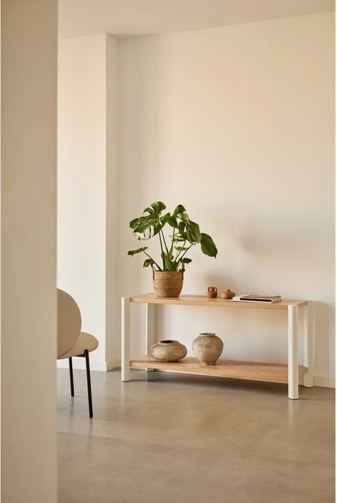 Kremowy/w jasnym naturalnym kolorze regał w dekorze dębu 126x59x43 cm Bona – Teulat