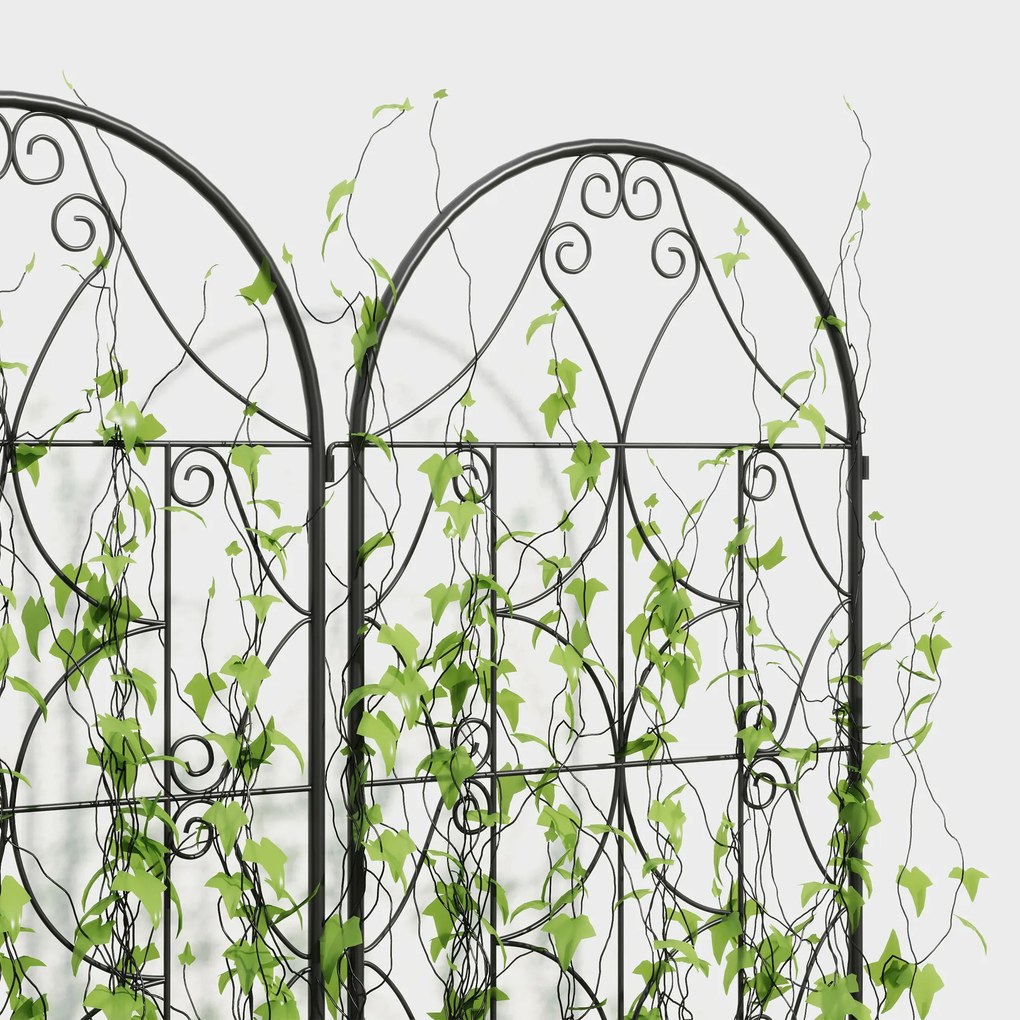 Outsunny Pergola Metalowa 2 szt. Wkopywana, Antykorozyjne Wsparcie dla Roślin Pnących 50x150 cm, Czarna