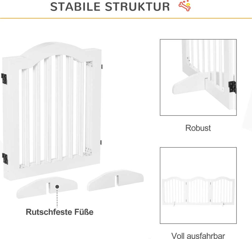 PawHut Drzwi Ochronne do Budy 3częściowe Składane Bezpieczeństwo w Domu i Ogrodzie Białe 1545x295x61 cm | Aosom PL