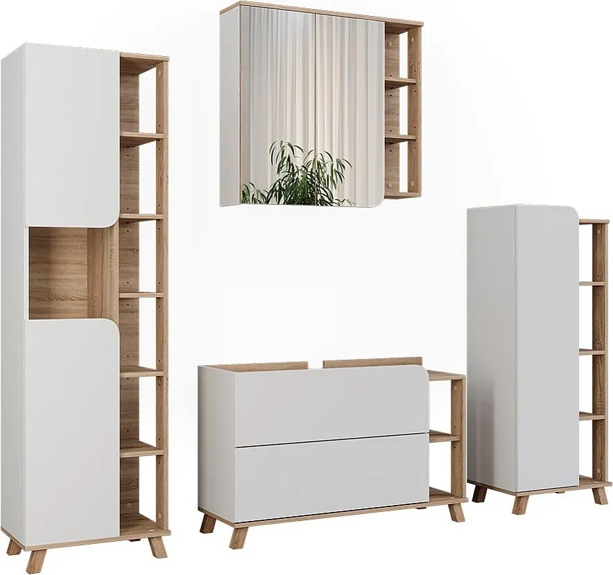 Zestaw mebli łazienkowych sonoma/biały 100x35x65 karen