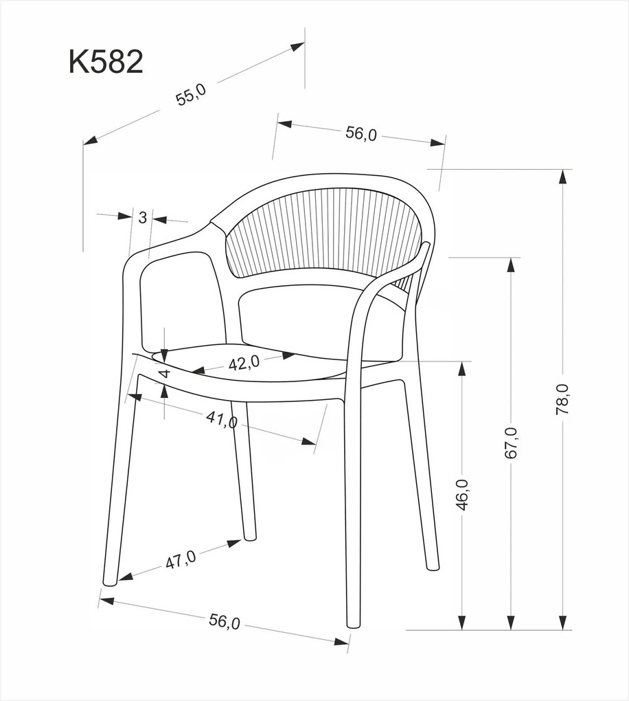 Sztaplowane krzesło ogrodowe K582 Halmar