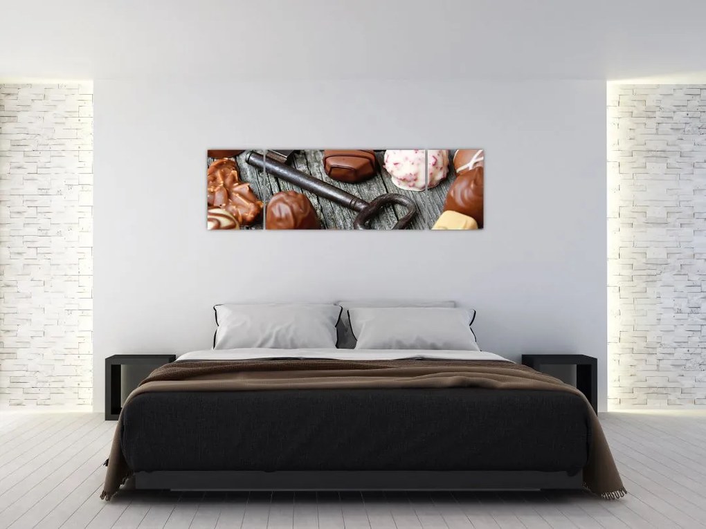 Obraz czekolady i kluczy (170x50 cm)