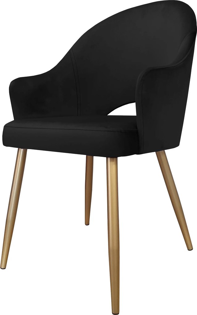 Krzesło Velvet tkanina Welur noga metalowa krzesło tapicerowane premium : Kolor nogi - Złota stożek, Kolor tkaniny - VELVET - MG19, Typ siedziska - Siedzisko stałe