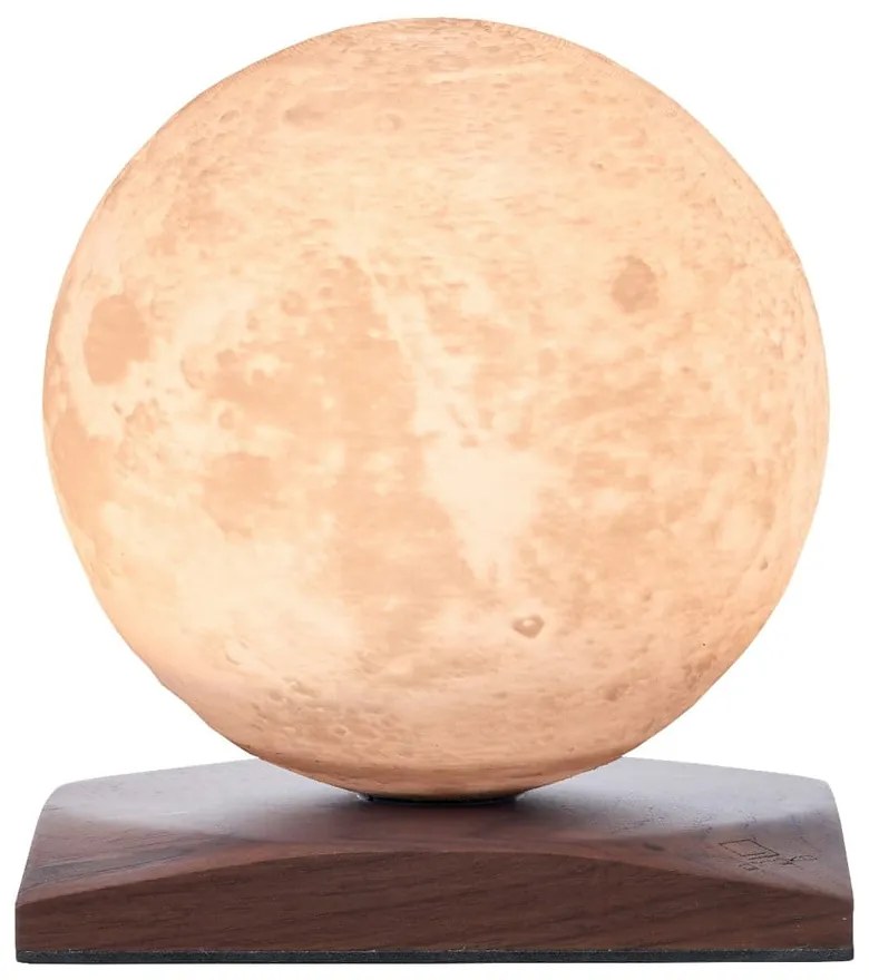 Ciemnobrązowa lampa stołowa LED z litego drewna orzechowego (wysokość 13 cm) Smart LunaSpin – Gingko