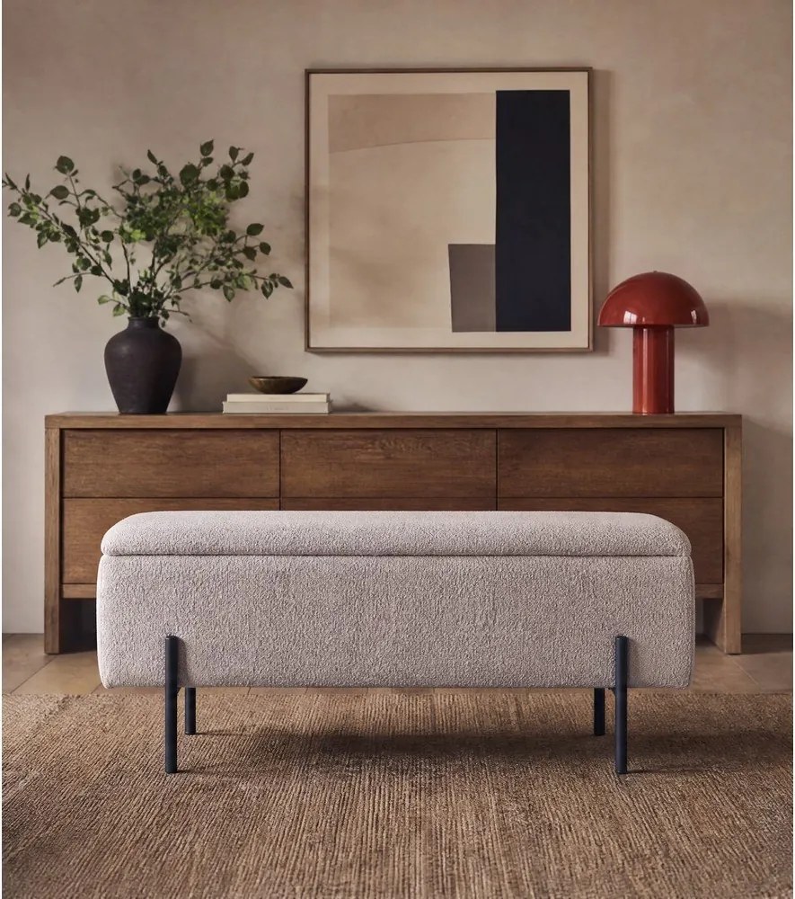 Beżowa ławka z materiału bouclé Watford – House Nordic