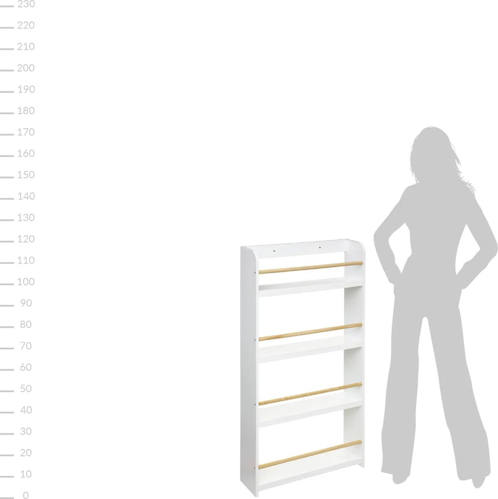 Regał na książki dla dzieci, 4 poziomy, 55 x 15 x 112 cm