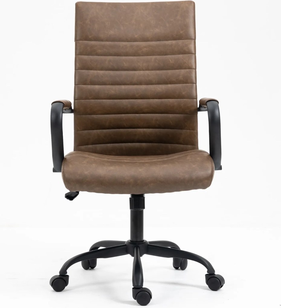 Fotel biurowy, obrotowy Hexon, brązowa ekoskóra