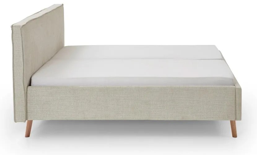 Kremowe tapicerowane łóżko dwuosobowe ze schowkiem i stelażem 180x200 cm Riva – Meise Möbel