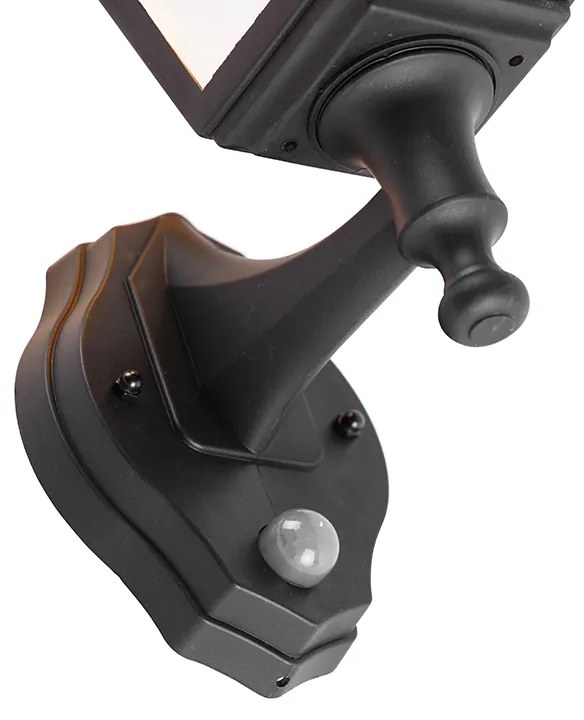 Klasyczna lampa ścienna zewnętrzna czarna z czujnikiem ruchu - Capital