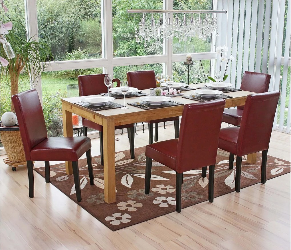 Zestaw 6 krzeseł do jadalni Littau ze sztucznej skóry,  imitacja skóry, czerwono-brązowy, ciemne nogi