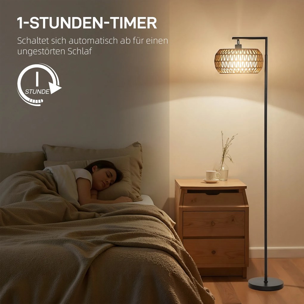 HOMCOM Lampa stojąca LED z podwójnym kloszem, ściemniana z 3 temperaturami barwowymi do salonu, sypialni, biura, Czarny | Aosom PL