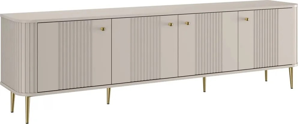 Szafka RTV Vesper 4D 187 cm - kaszmir / złote nogi