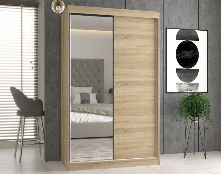 Szafa dwudrzwiowa przesuwna 120 cm dąb sonoma P2-L33