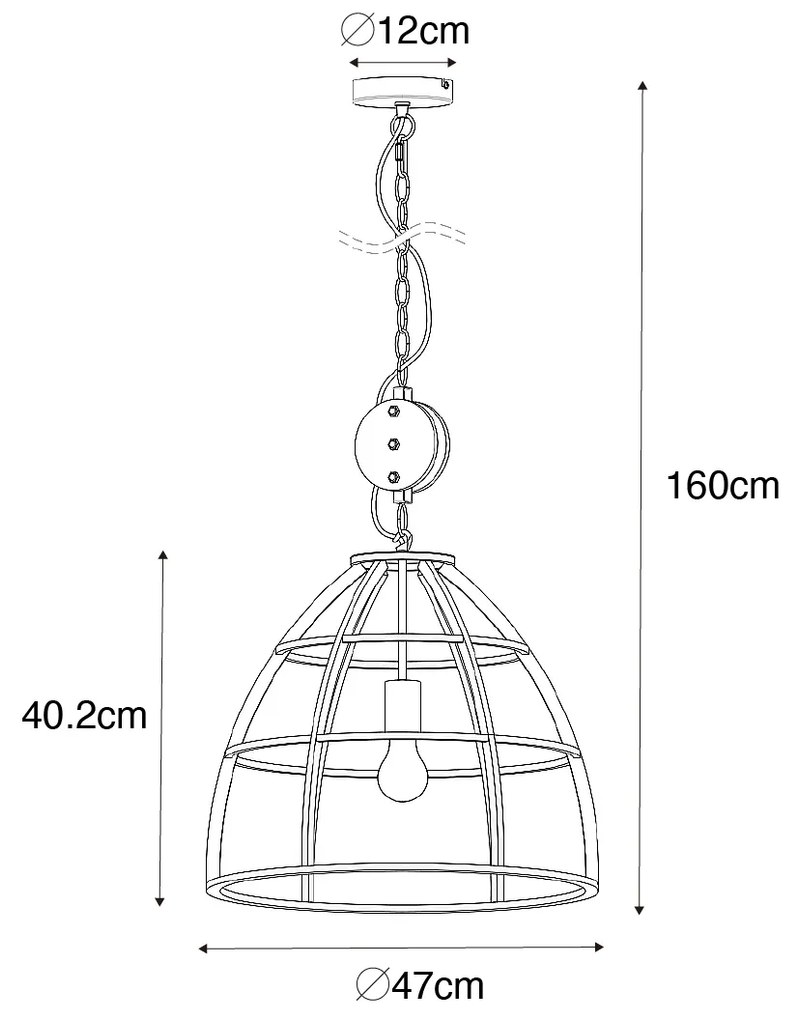 Przemysłowa lampa wisząca ciemnoszara z drewnem 47 cm - ArthurPrzemysłowy Oswietlenie wewnetrzne