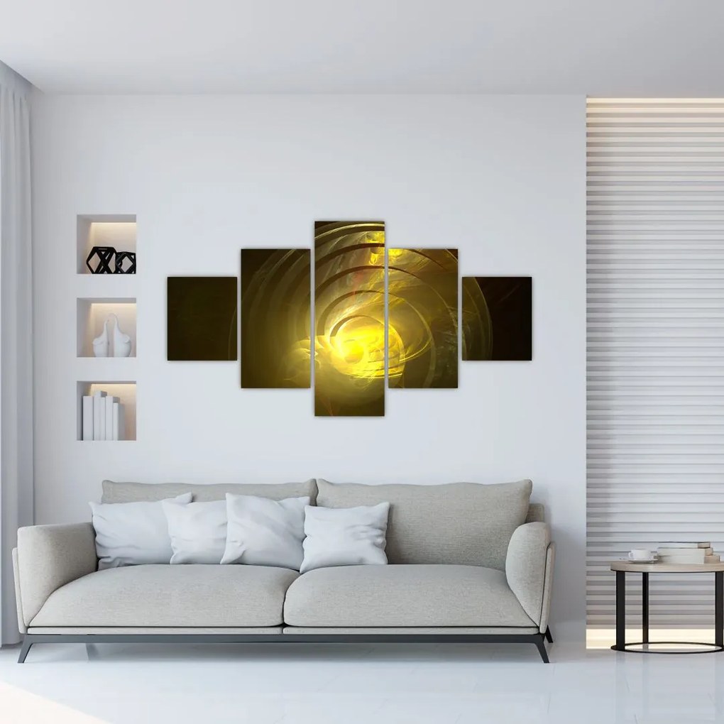 Obraz żółtej abstrakcyjnej spirali (125x70 cm)