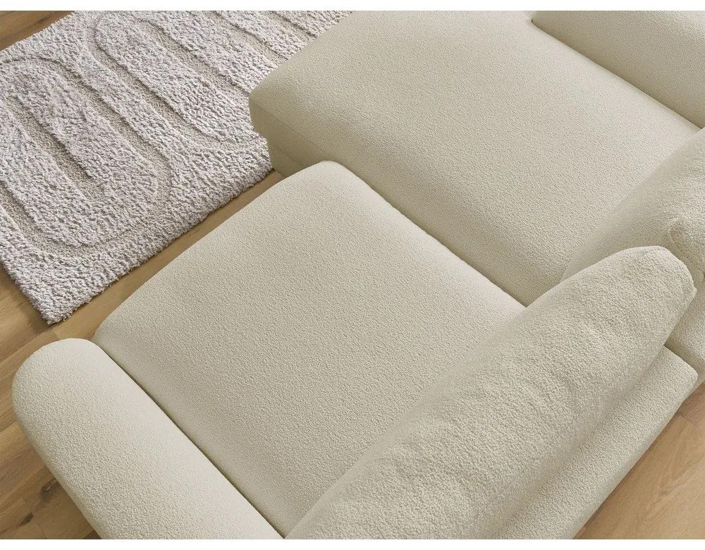 Beżowy narożnik z materiału bouclé (lewostronny/z szezlongiem) Leonore – Bobochic Paris