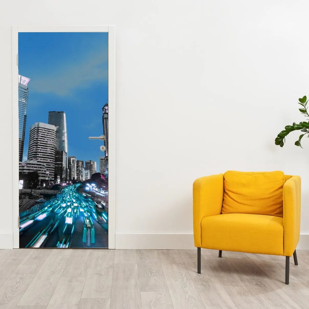 Fototapeta na drzwi - Miasto nocą (95x205cm)
