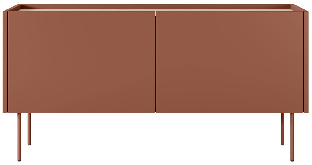 Szafka RTV Desin 120 cm z metalowymi nogami - czerwony / ceramic red / dąb nagano