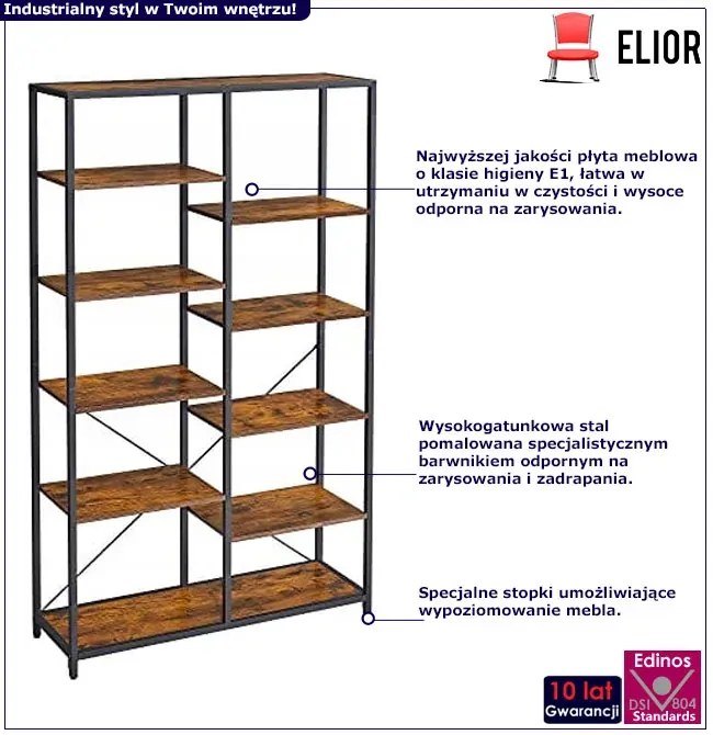 Podwójny regał industrialny rustykalny brąz W8-C78
