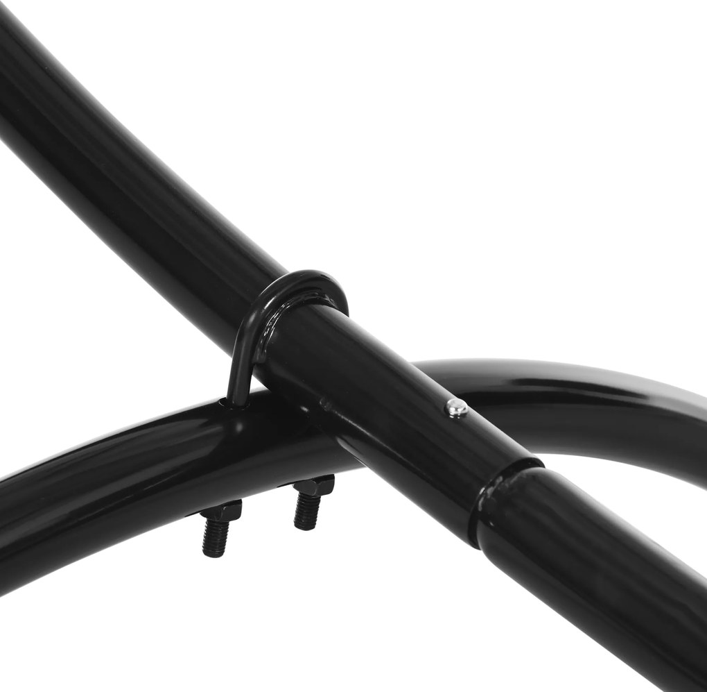 Nowoczesny Stojak na Hamak Outsunny do 305 cm, Metalowy, Czarny, z Antypoślizgowymi Stopami