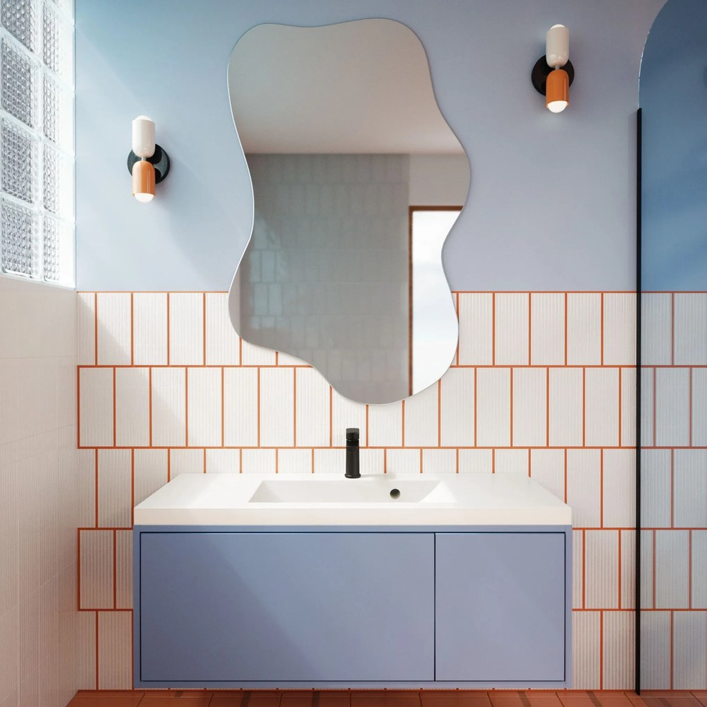 Lustro dekoracyjne o nieregularnym kształcie bez podświetlenia FLOW Lift | Różne rozmiary | Różne kolory : Kolor tafli szkła - Srebrny, Rozmiar - 60 x 95 cm