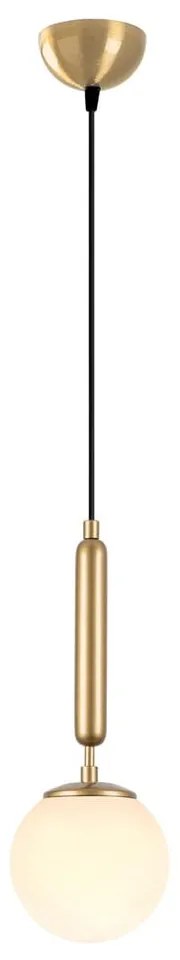 Biała/w kolorze mosiądzu lampa wisząca ze szklanym kloszem ø 15 cm King – Opviq lights