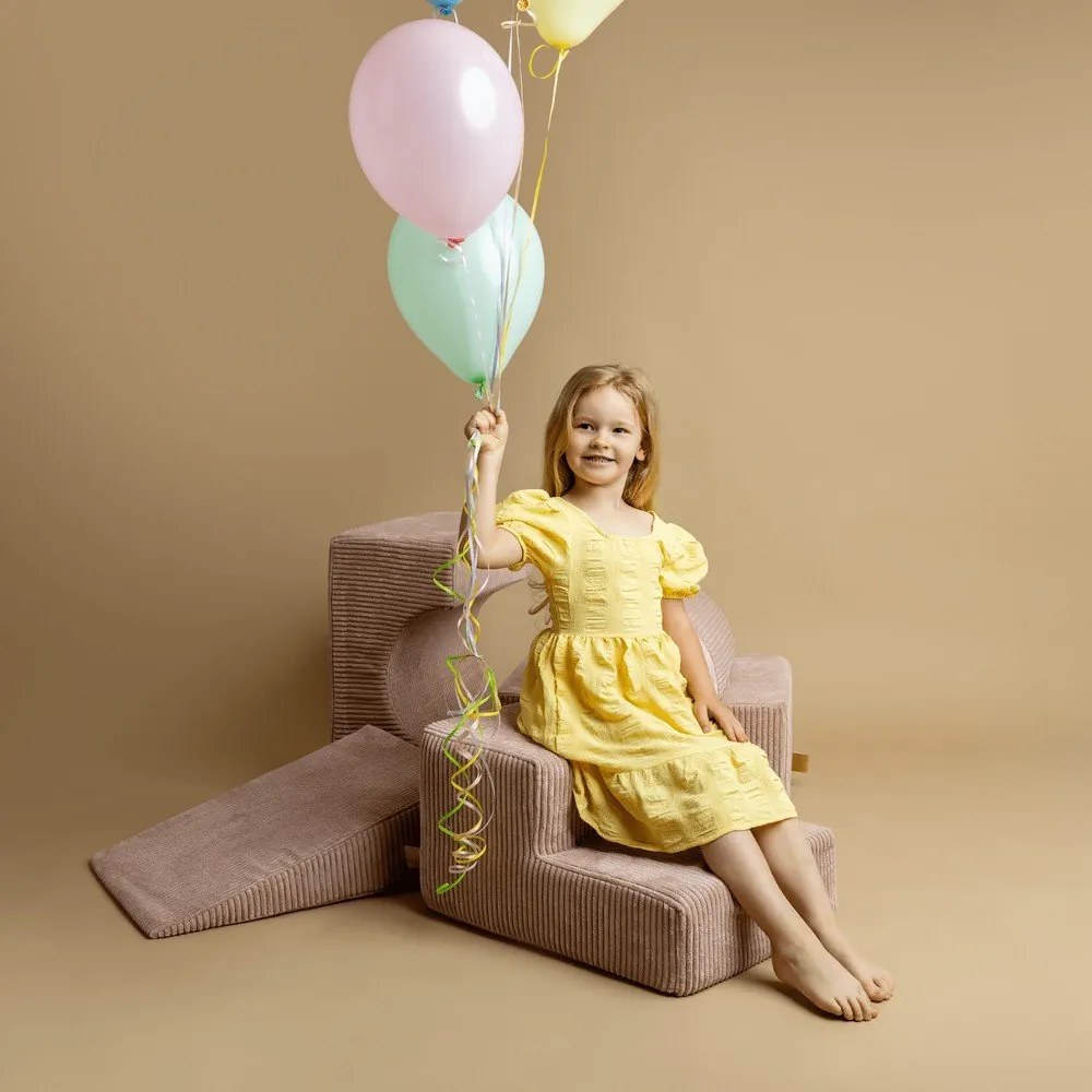 Kremowy sztruksowy piankowy plac zabaw 5 szt. wysokość 30 cm 250x45 cm Montessori – Meowbaby