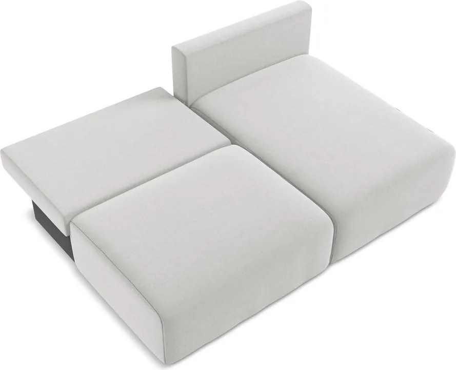 Jasnoszary aksamitny rozkładany narożnik ze schowkiem (prawostronny/z szezlongiem) Kalena – Makamii