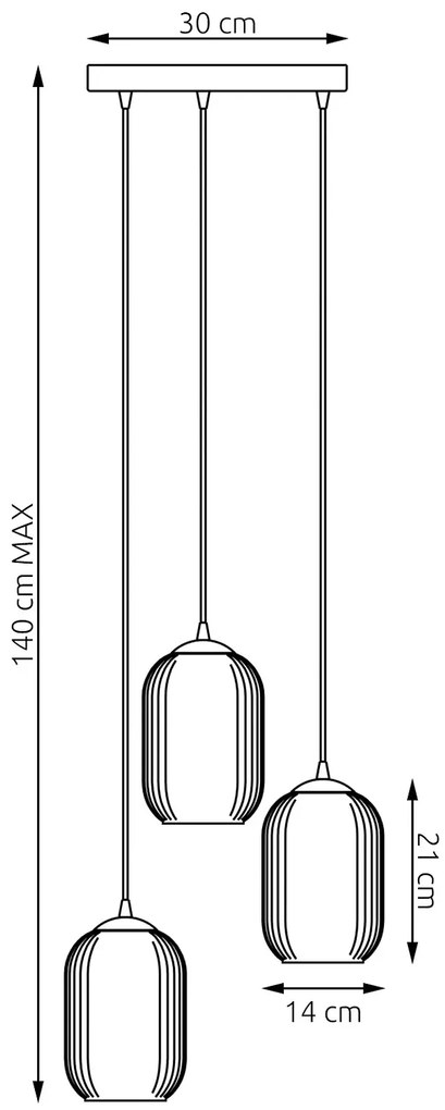 Nowoczesna lampa wisząca ze szklanymi kloszami - 12X D163 N3-D46