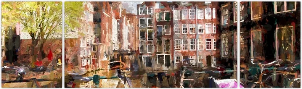 Obraz - Amsterdam, malarstwo (170x50 cm)