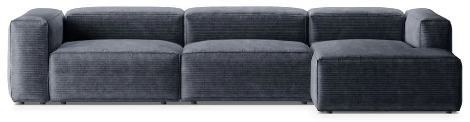 Szaroniebieski sztruksowy narożnik (prawostronny/z szezlongiem) Bergamo – Cosmopolitan Design