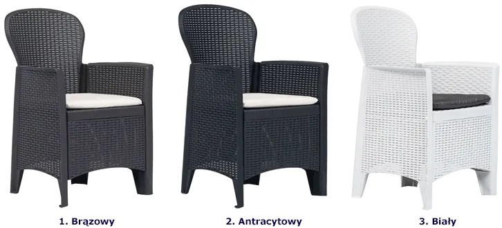 Antracytowe fotele na balkon z poduszkami 2 szt. A8-E49