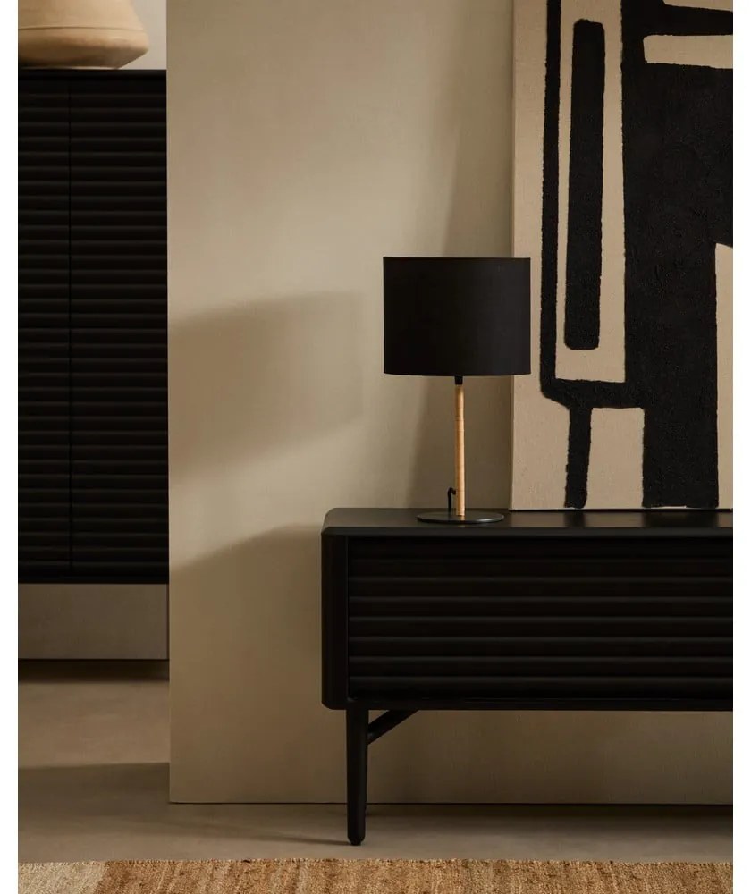 Czarna lampa stołowa z tekstylnym kloszem (wysokość 45 cm) Pina – Kave Home