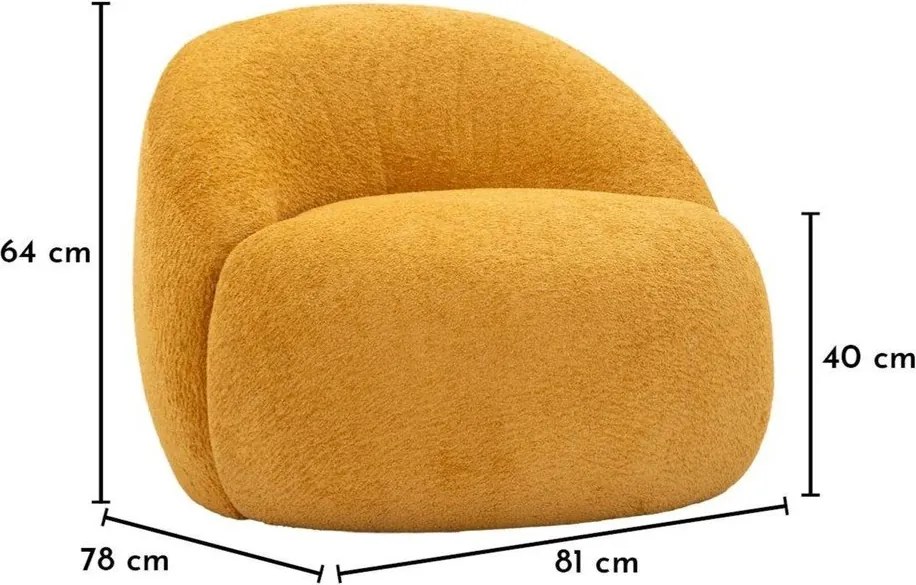 Musztardowy fotel z materiału bouclé Ginerva – Mauro Ferretti