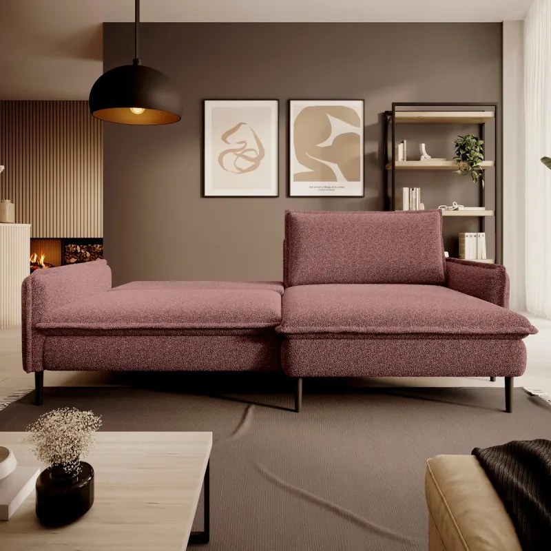 Narożnik GLOSSY z funkcją spania zestaw z poduszkami WERSAL