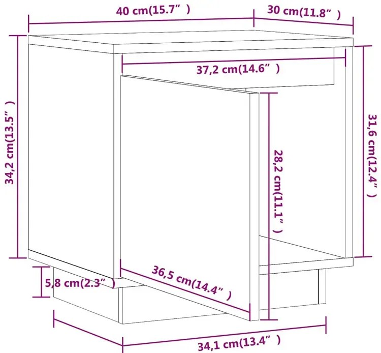Szara drewniana szafka nocna do sypialni - Nivela