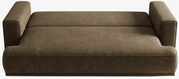Sofa z Funkcją Spania CAMELIA Brązowa Boucle Japandi