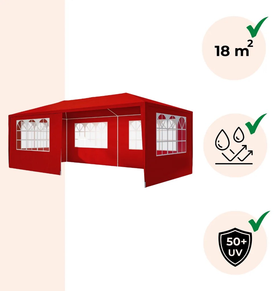 Jurhan Namiot imprezowy NEAPOL, 3x6m, czerwona